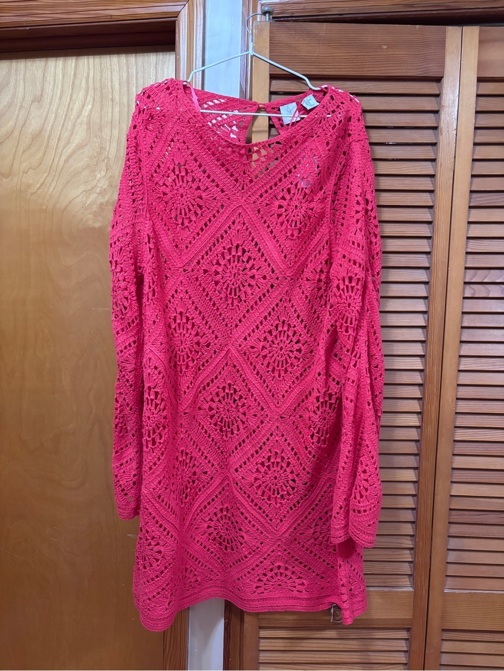 Joie Hot Pink Crochet Long Sleeve Tunic Dress